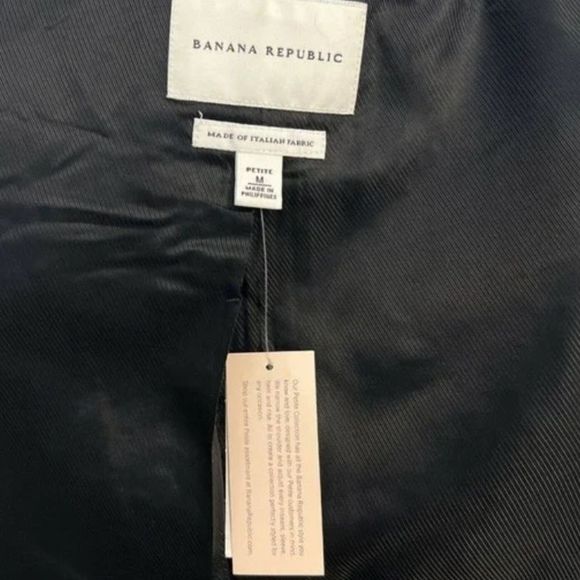 Banana Republic Black/Tan Wool Houndstooth Lined Jacket, Blazer | Sz Petite Med - Picture 4 of 6